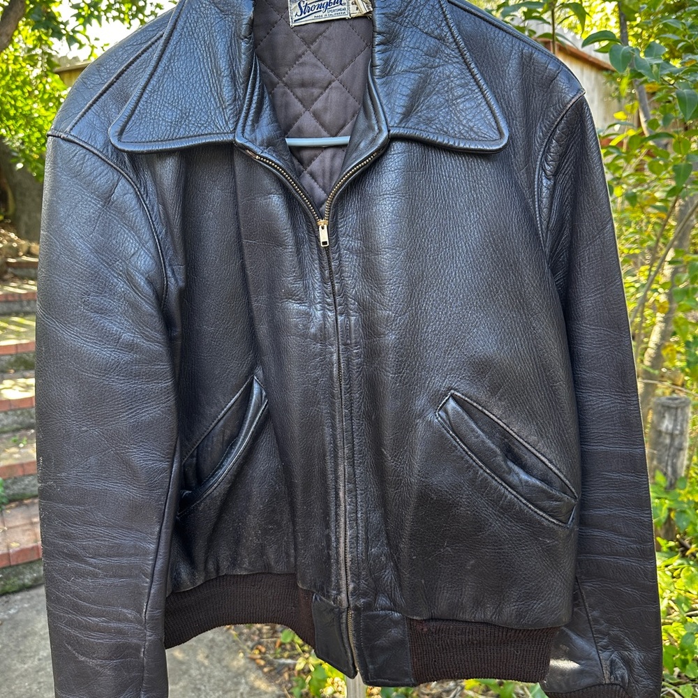 1980s Strongbilt Sportswear genuine leather bomber jacket | Size: L